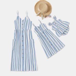 Mommy & Me Blue and White stripe beach dresses